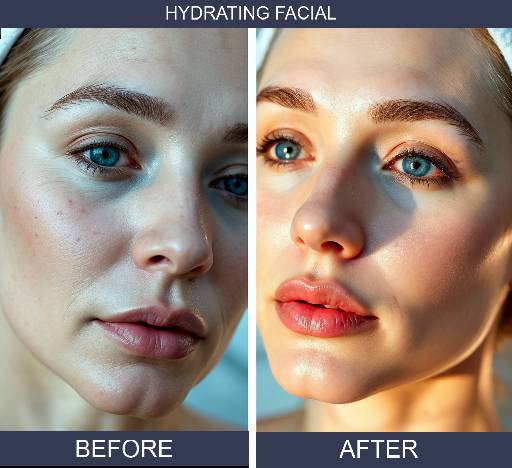 A woman with a towel over her face, representing the before and after effects of a hydrating facial treatment.